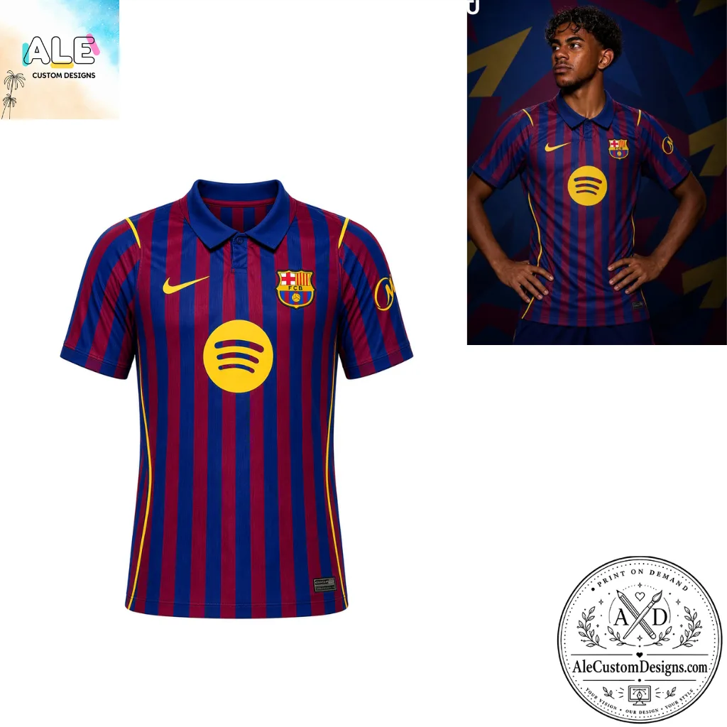 Lamine Yamal FC Barcelona 27-28 Home Kit  Polo Jersey Fan Apparel 