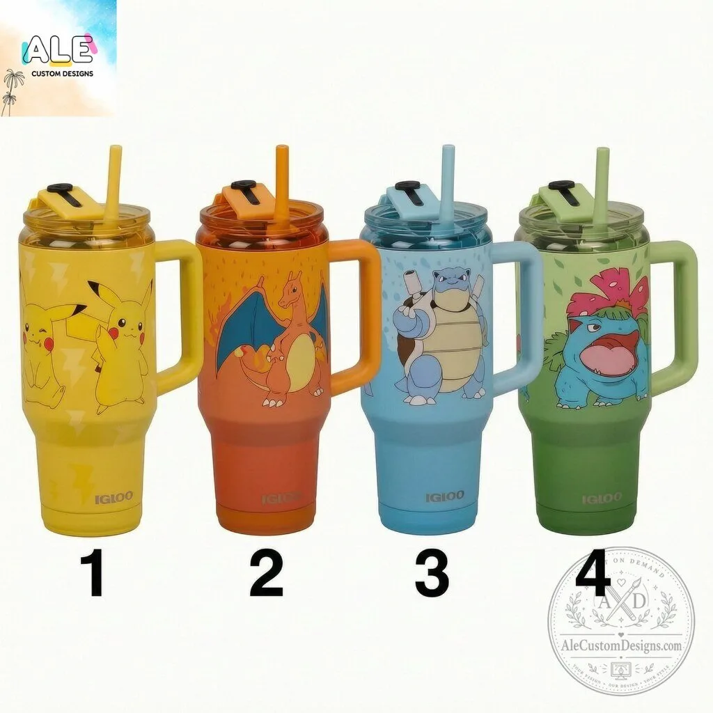 Pokemon Tumbler With Handle And Straw